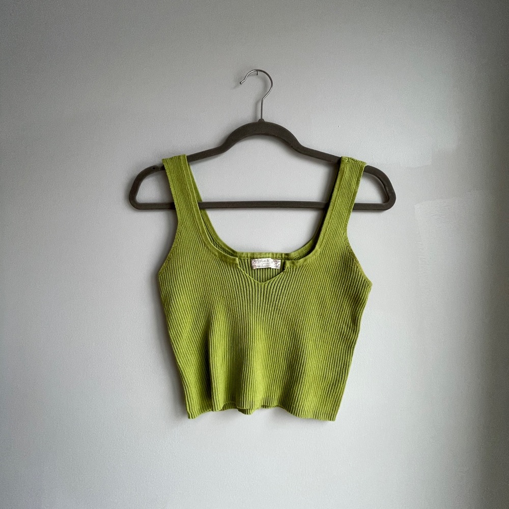 Green Ribbed Crop Size XL (Fits like S/M)